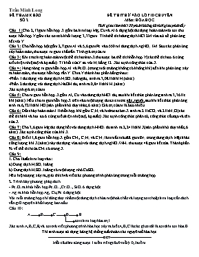 Đề thi thử vào Lớp 10 THPT chuyên môn Hóa học - Đề số 2 - Năm học 2017-2018